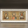Икона 30x12 (KUT) багет БЕЛЫЙ, вставка с камнями, ТРИПТИХ