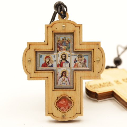 Авто икона (ERM) КРЕСТ 5 икон 8х6см