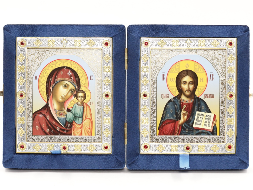 Складень (ERM) 11х13  бархат Вставка металл со стразами, СИНИЙ №10