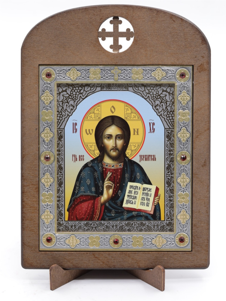 Икона 11x13 (ERM) деревянная, вставка металл, Спаситель №1
