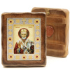 Икона деревянная под старину ВИЗАНТИЙСКАЯ 7х10, Николай Чудотворец