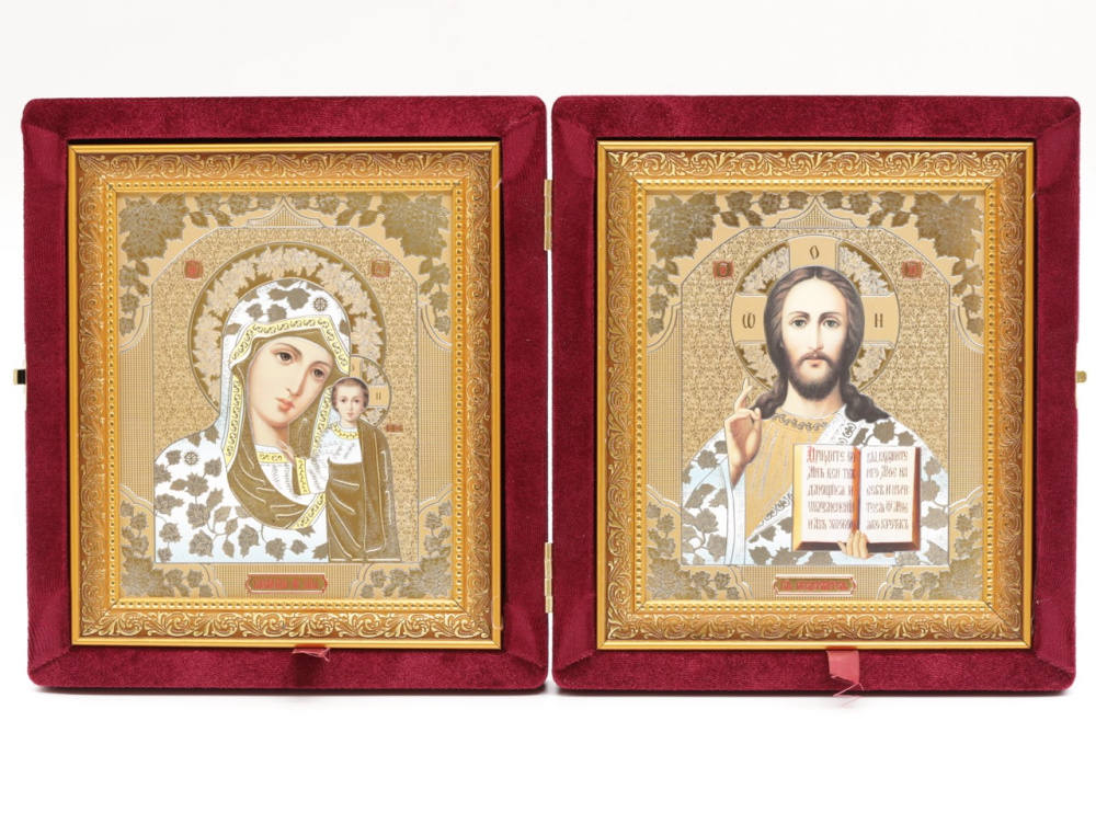 Складень (ERM) 15х18  бархат ЗОЛОТОЙ багет, БОРДО №013