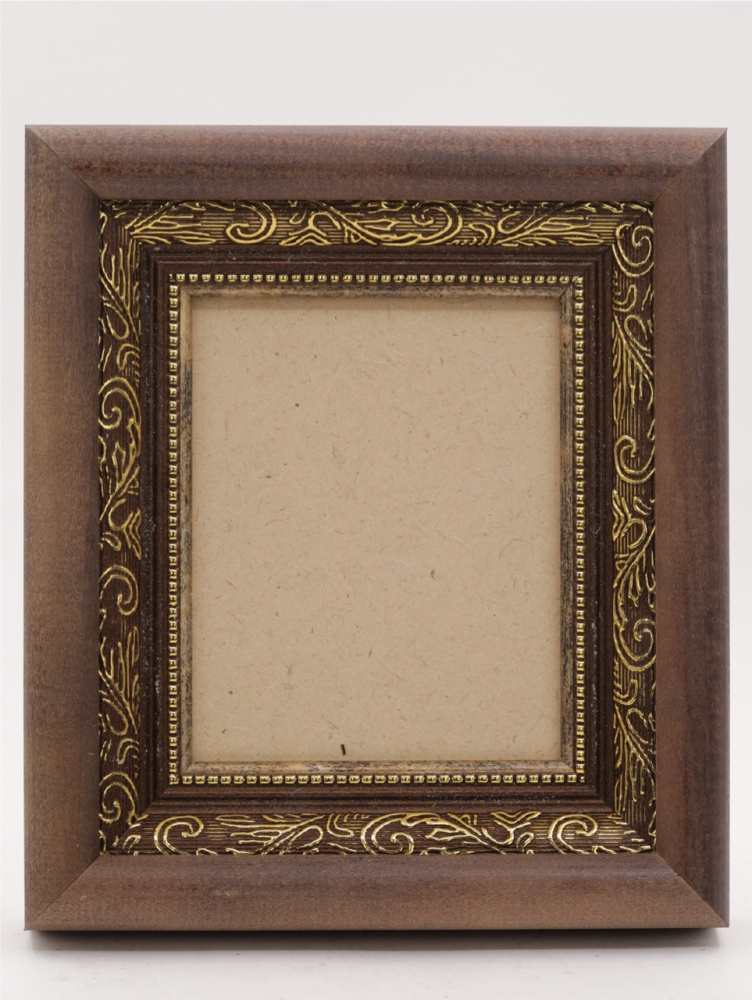 КИОТ под лик 11х13,5см (ERM) ТЕМНОЕ дерево, ЗОЛОТОЙ багет