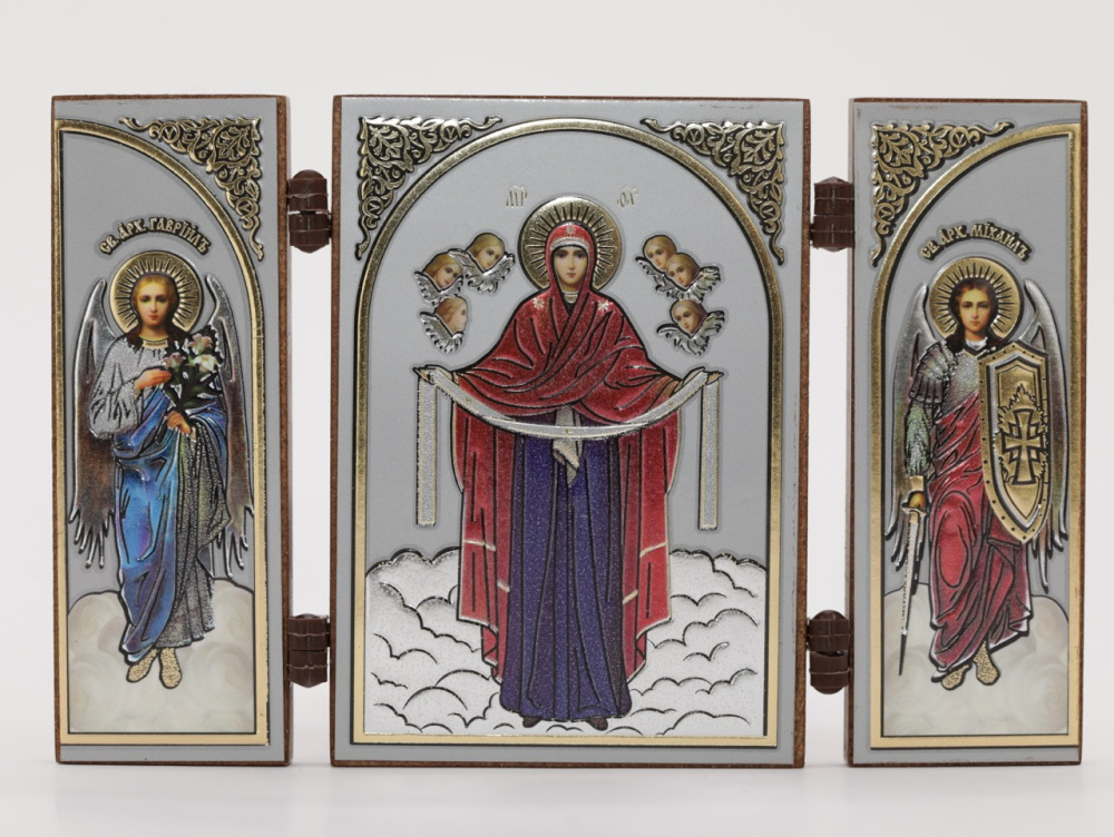 Складень (IMP) 6х9 МДФ СО СТВОРКАМИ, Покров (Визант, серебро, цвет)