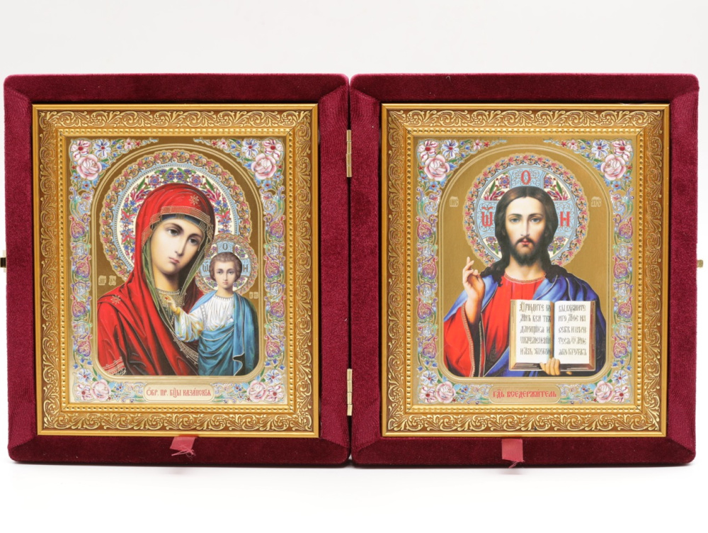 Складень (ERM) 15х18  бархат ЗОЛОТОЙ багет, БОРДО №001 (2)