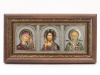 КИОТ под лик 30х12см (ERM) ТЕМНОЕ дерево, ЗОЛОТОЙ багет, триптих (визант серебро)