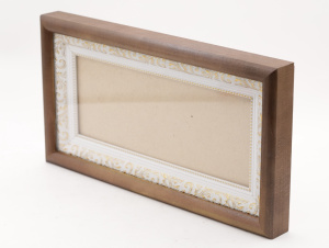 КИОТ под лик 30х12см (ERM) ТЕМНОЕ дерево, БЕЛЫЙ багет (2)