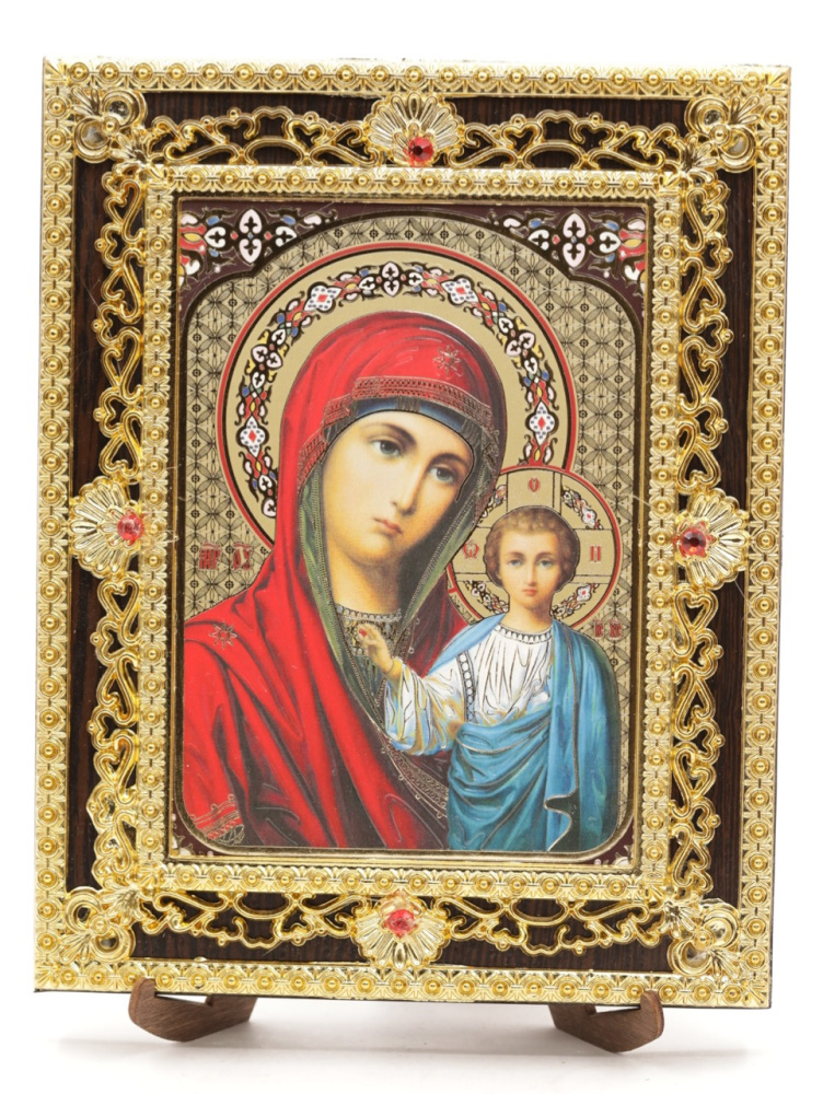 Икона 17x22 (ERM) на планшете, ЗОЛОТОЙ АЖУР, Казанская №4