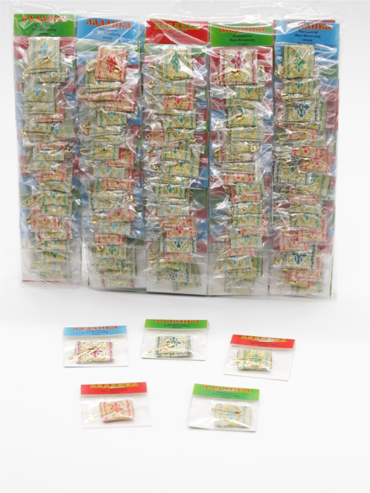 Ладанка парчёвая с булавочкой, ассорти уп 200шт