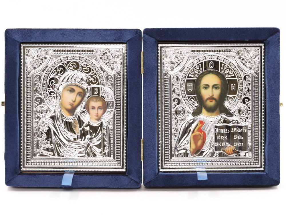 Складень (ERM) 15х18 бархат СИНИЙ, РИЗА серебро