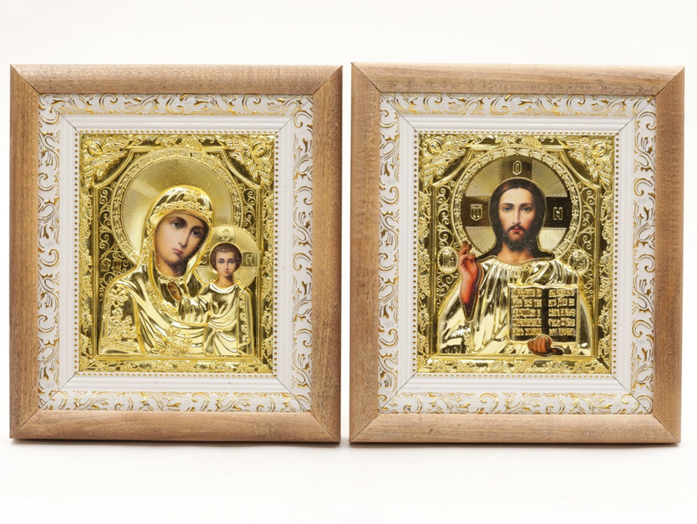 КИОТЫ 15х18 (ERM) ДЕРЕВО, БЕЛЫЙ багет, РИЗА (золото), ПАРА