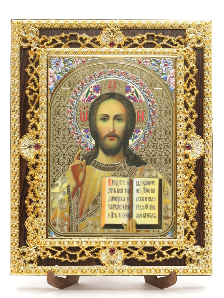 Икона 17x22 (ERM) на планшете, ЗОЛОТОЙ АЖУР, Спаситель №2