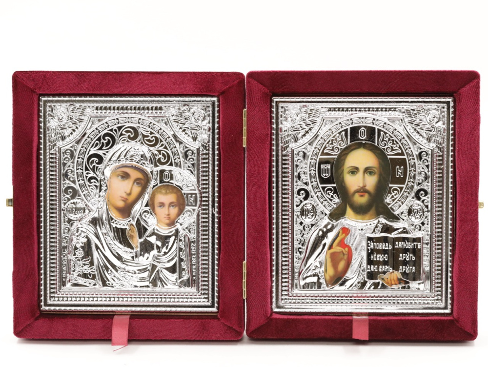 Складень (ERM) 15х18 бархат БОРДО, РИЗА серебро