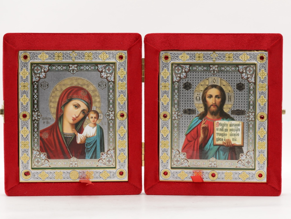 Складень (ERM) 11х13  бархат Вставка металл со стразами, КРАСНЫЙ №15