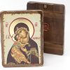 Икона деревянная под старину 17х23, Владимирская