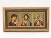 КИОТ под лик 30х12см (ERM) ТЕМНОЕ дерево, ЗОЛОТОЙ багет, триптих (визант)