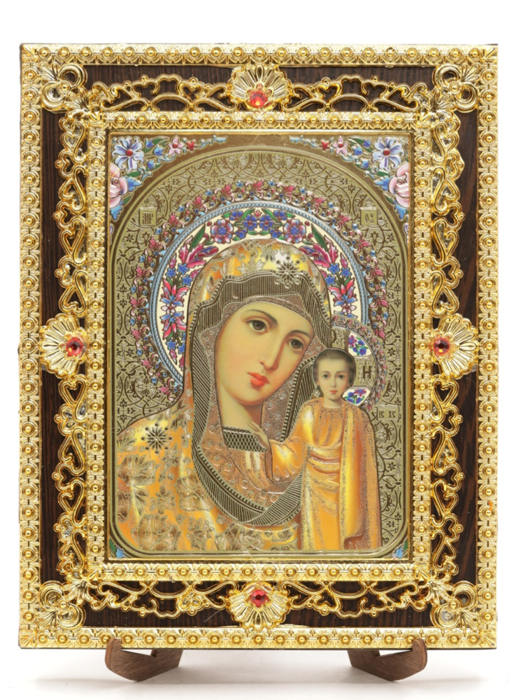 Икона 17x22 (ERM) на планшете, ЗОЛОТОЙ АЖУР, Казанская №2