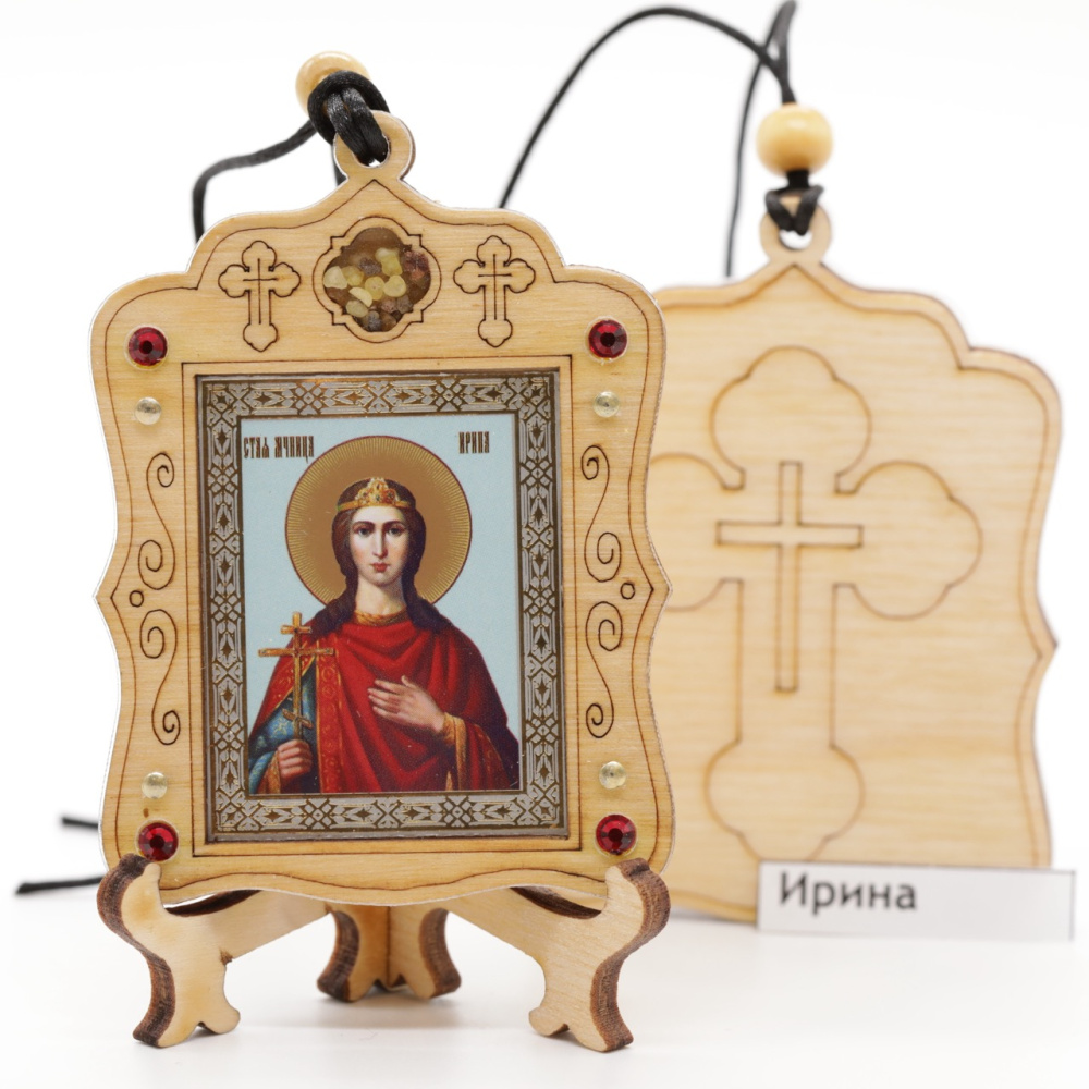 Авто икона (ERM) с подставкой 4х3,5см, Ирина