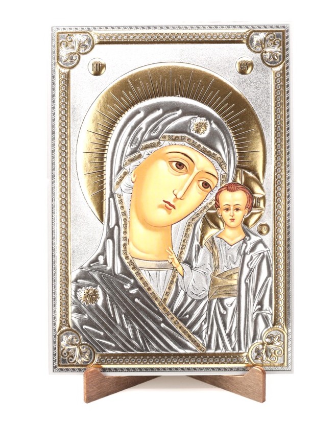 Лик полигр. 11х16, Серебро, Казанская (визант)