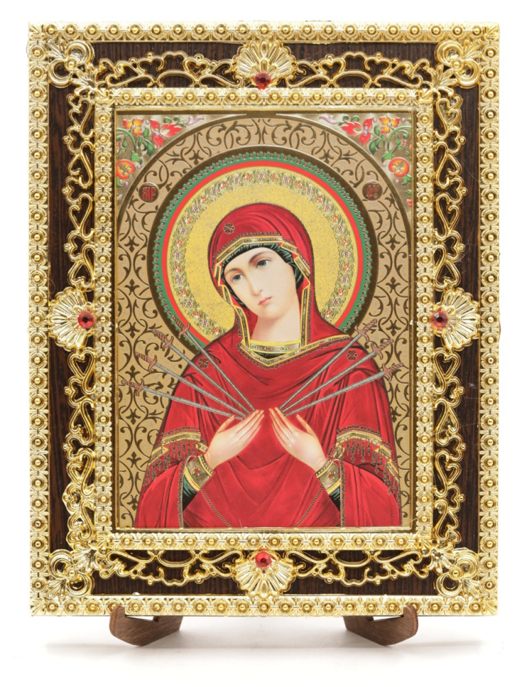 Икона 17x22 (ERM) на планшете, ЗОЛОТОЙ АЖУР, Семистрельная №14