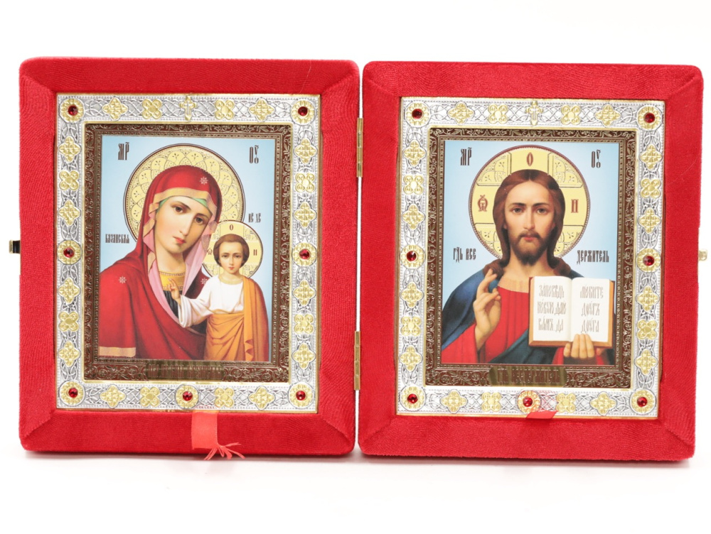 Складень (ERM) 11х13  бархат Вставка металл со стразами, КРАСНЫЙ №2