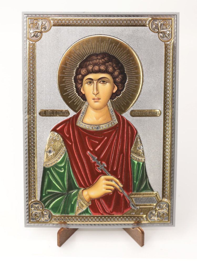 Лик полигр. 11х16, Серебро, оверпринт, Пантелеймон
