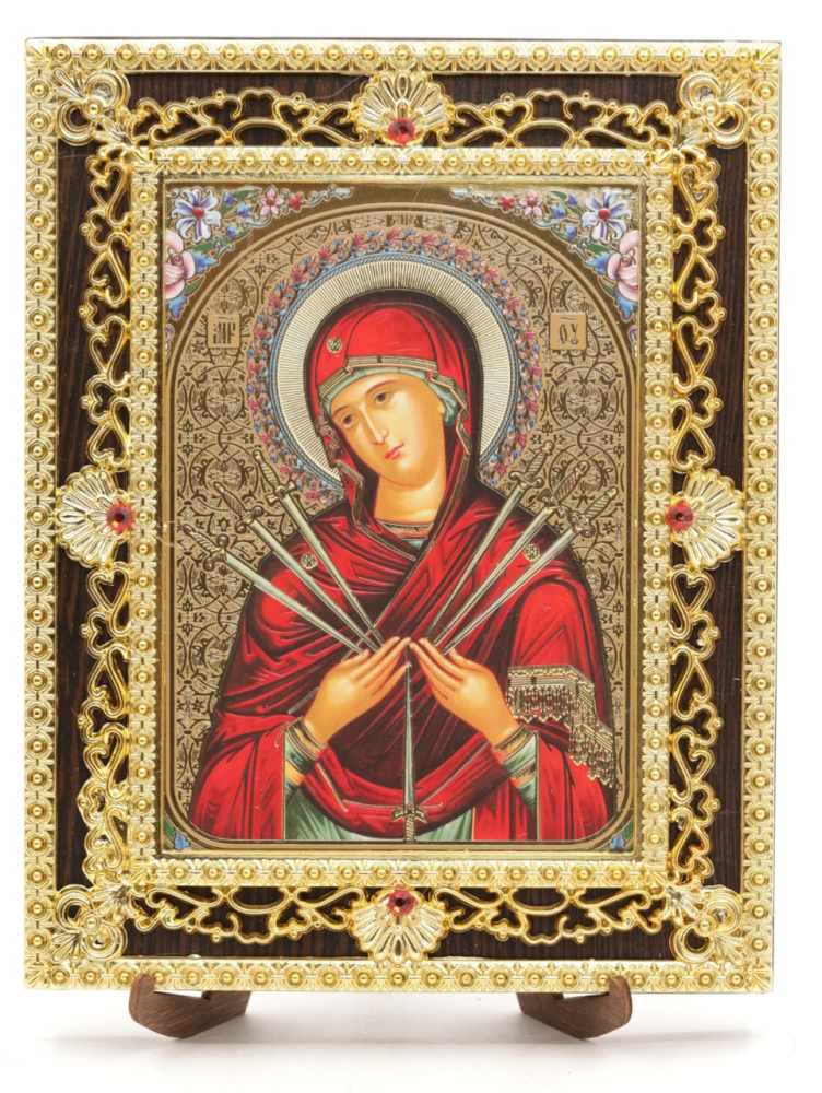 Икона 17x22 (ERM) на планшете, ЗОЛОТОЙ АЖУР, Семистрельная №1