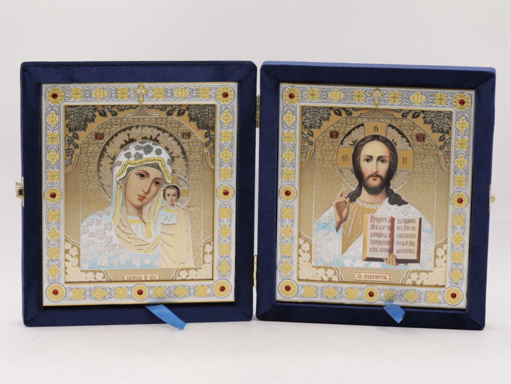 Складень (ERM) 15х18  бархат Вставка металл, СИНИЙ №14