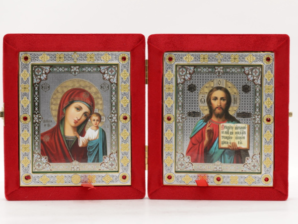 Складень (ERM) 11х13  бархат Вставка металл со стразами, КРАСНЫЙ №15