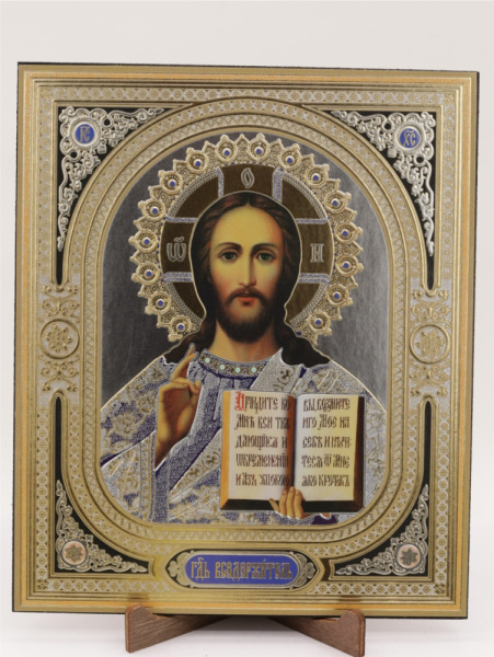 Икона на оргалите 15x18 (тисн), 010 Синий тон, Спаситель (2)
