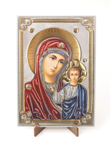 Лик полигр. 11х16, Серебро, оверпринт, Казанская (академ)