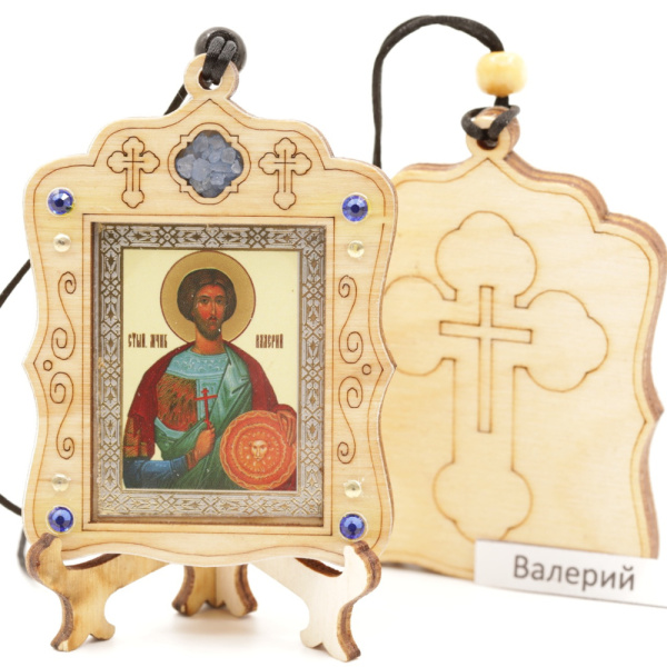 Авто икона (ERM) с подставкой 4х3,5см, Валерий