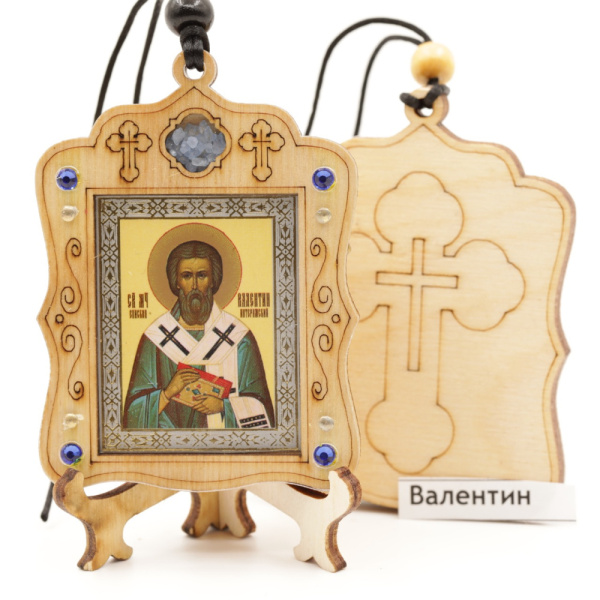 Авто икона (ERM) с подставкой 4х3,5см, Валентин