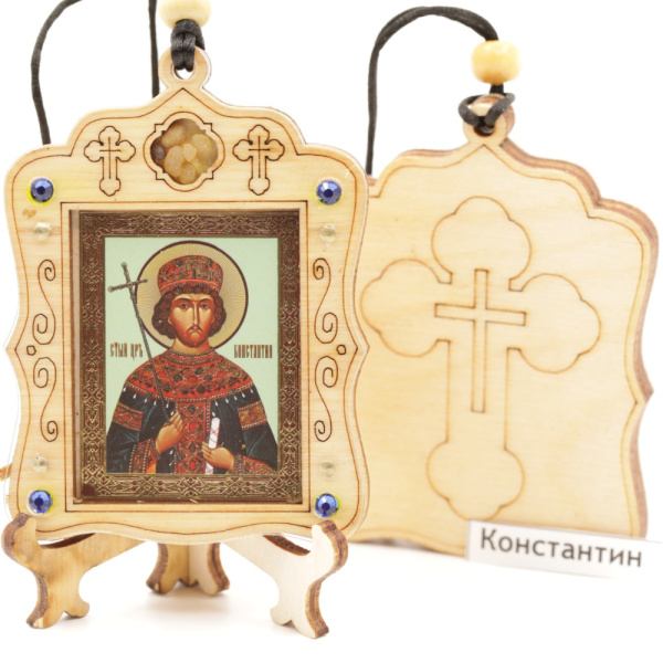Авто икона (ERM) с подставкой 4х3,5см, Константин