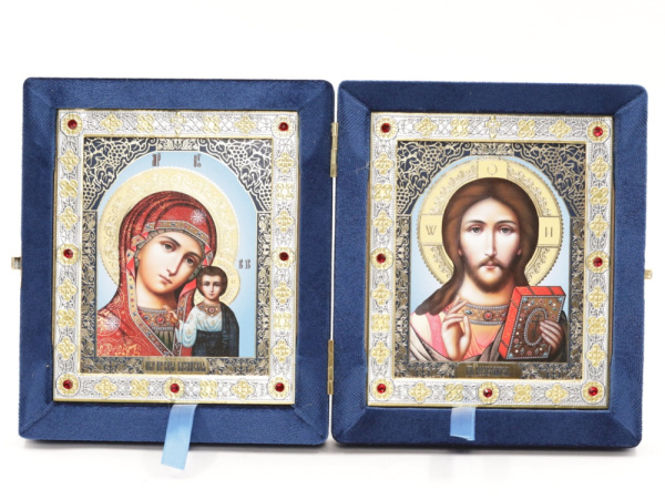 Складень (ERM) 11х13  бархат Вставка металл со стразами, СИНИЙ №6