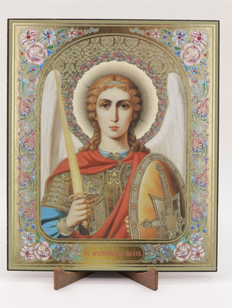 Икона на оргалите 15x18 (тисн), 001 Архангел Михаил