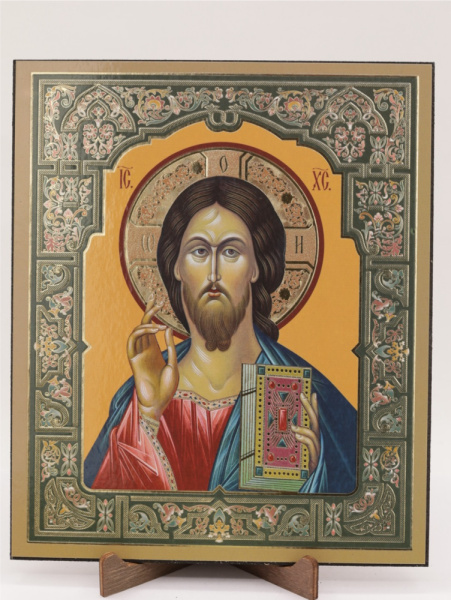 Икона на оргалите 15x18 (тисн), 003 Зеленый тон, Спаситель (2)
