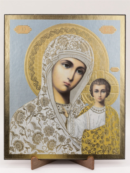 Икона на оргалите 15x18 (тисн), 015 Белый тон, Казанская (2)