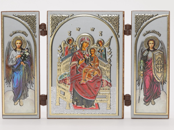 Складень (IMP) 6х9 МДФ СО СТВОРКАМИ, Всецарица (Визант, серебро, цвет)