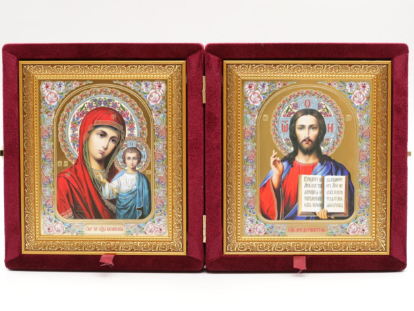 Складень (ERM) 15х18  бархат ЗОЛОТОЙ багет, БОРДО №001 (2)