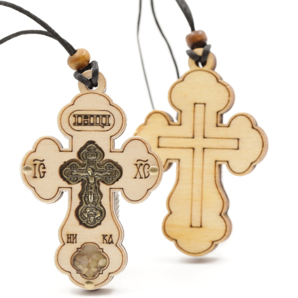 Авто ПОДВЕСКА (ERM) малая КРЕСТ фигурный, 6х4см, ЗОЛОТО