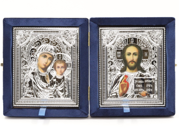 Складень (ERM) 15х18 бархат СИНИЙ, РИЗА серебро