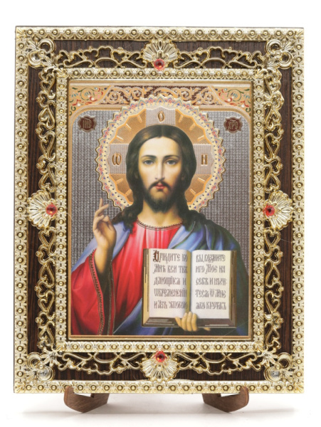 Икона 17x22 (ERM) на планшете, ЗОЛОТОЙ АЖУР, Спаситель №8