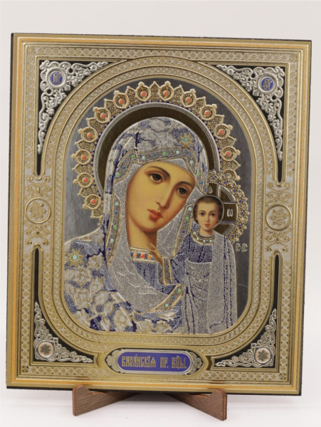 Икона на оргалите 15x18 (тисн), 010 Синий тон, Казанская (2)