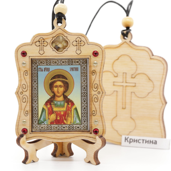 Авто икона (ERM) с подставкой 4х3,5см, Кристина