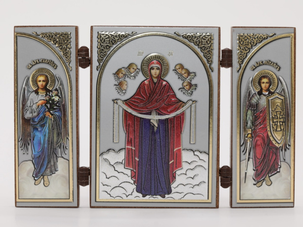 Складень (IMP) 6х9 МДФ СО СТВОРКАМИ, Покров (Визант, серебро, цвет)