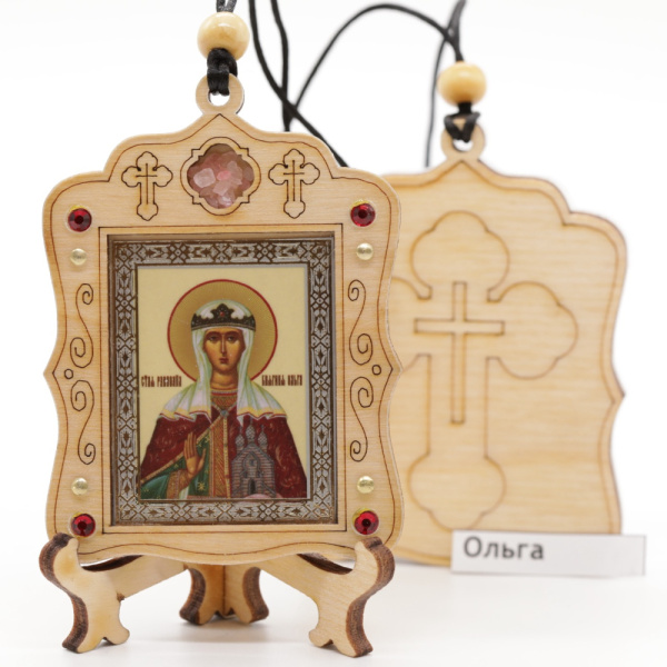 Авто икона (ERM) с подставкой 4х3,5см, Ольга