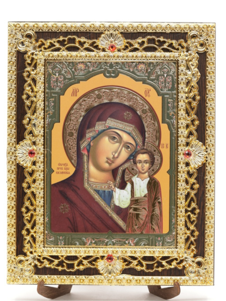 Икона 17x22 (ERM) на планшете, ЗОЛОТОЙ АЖУР, Казанская №3