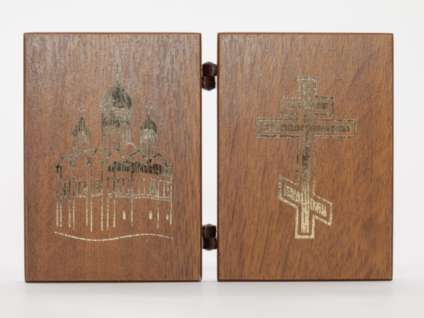 Складень (IMP) 6х9 МДФ ДВОЙНОЙ, Спаситель - Казанская (Визант, серебро, цвет) (2)