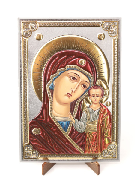 Лик полигр. 11х16, Серебро, оверпринт, Казанская (визант)